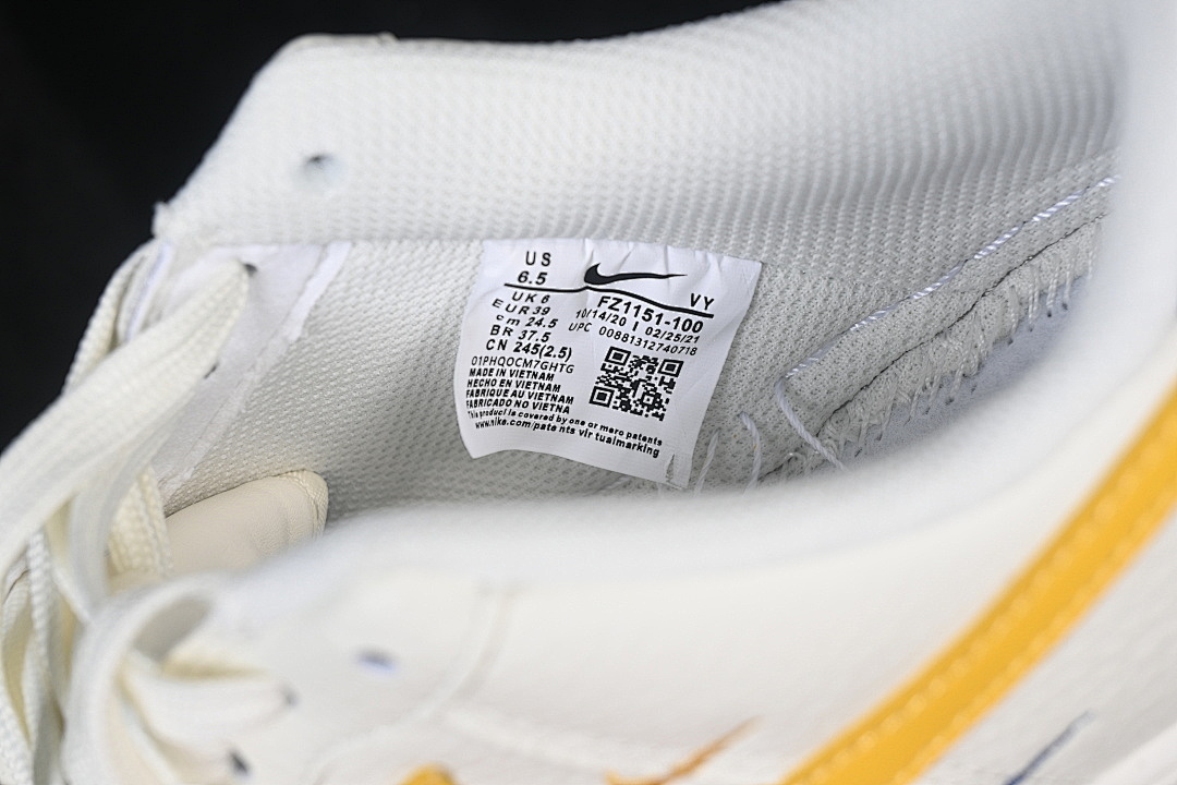 Nike [FZ1151-100]-[AIR FORCE 1 07 LOW CASUAL SNEAKERS WHITE/YELLOW/BLUE]-[WOMAN:36-39]-[MAN:40-45] - Image 6