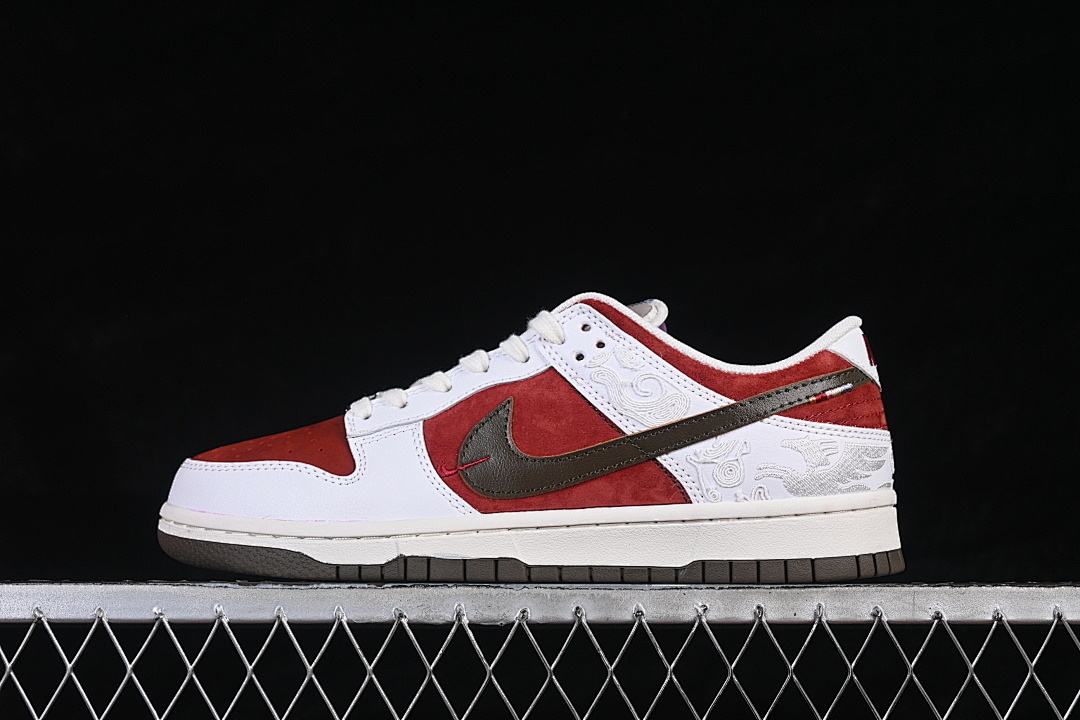 Nike SB DUNK LOW LOW-TOP CASUAL SNEAKERS WHITE/WINE RED · IQ1118-220, photo 1