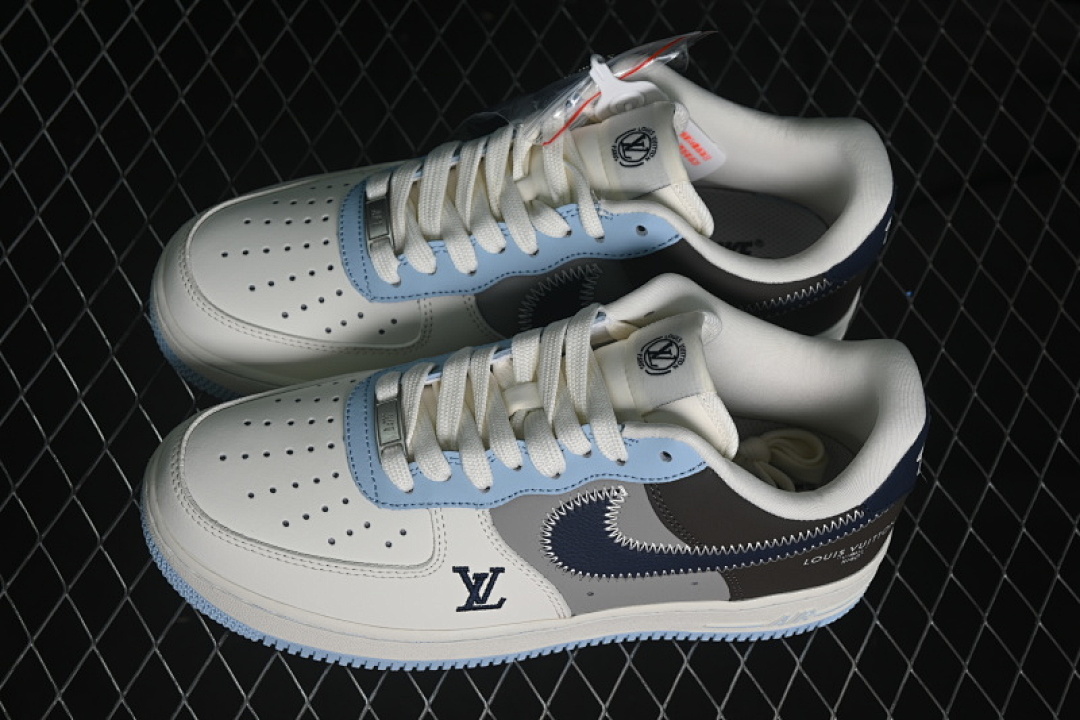 Nike [SC0601-560]-[AIR FORCE 1 07 LOW LV WHITE/BLACK/GREY/BLUE]-[WOMAN:36-39]-[MAN:40-45] - Image 11
