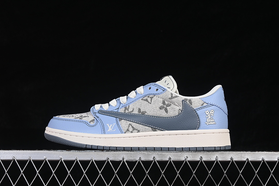 Jordan [XS7089-606]-[AIR JORDAN 1 LOW AJ1 CASUAL SNEAKERS BLUE/WHITE/GREY]-[WOMAN:36-39]-[MAN:40-45], photo 1