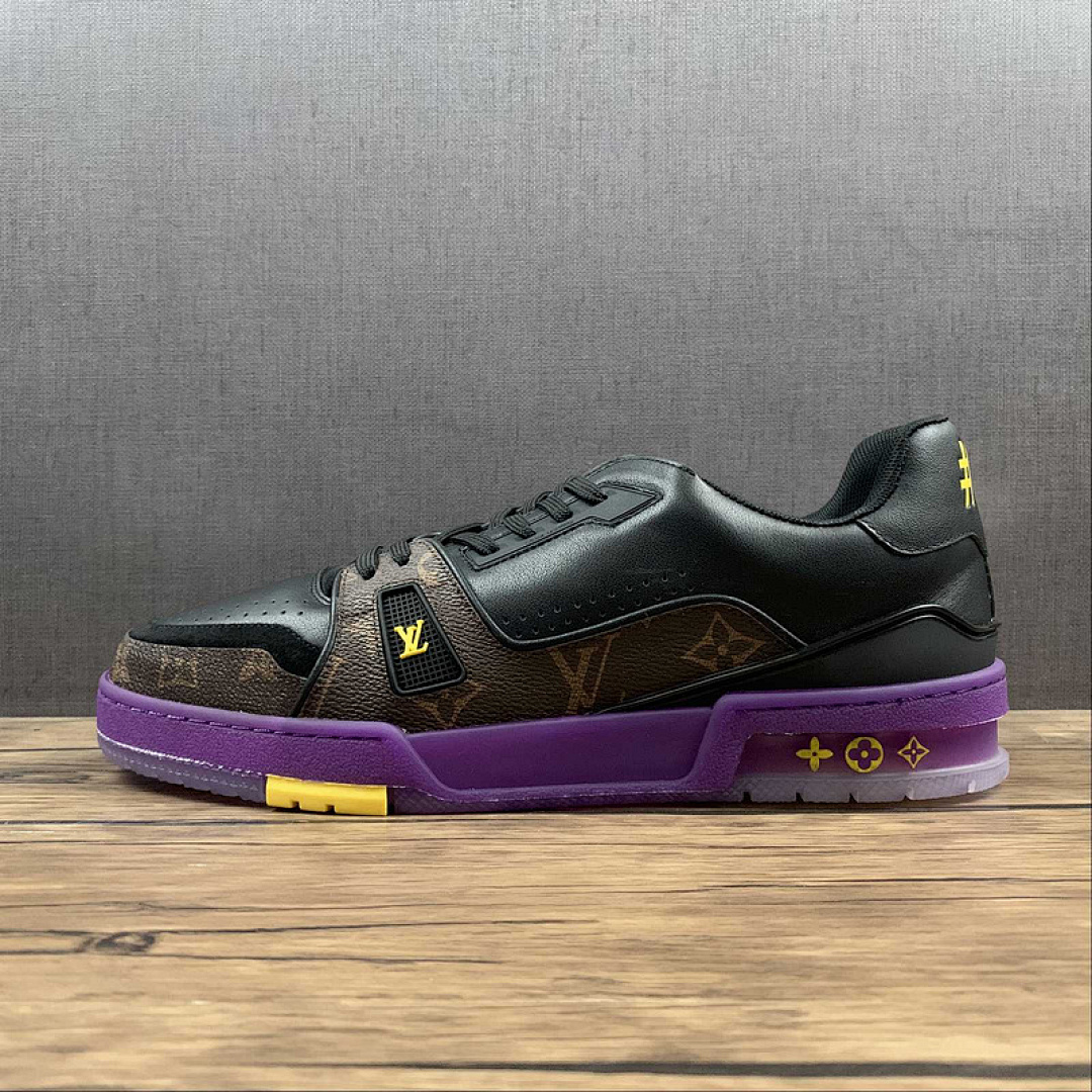 Louis Vuitton [L*V TRAINER SNEAKERS BLACK/PURPLE/YELLOW]-[MAN:38-45], photo 1