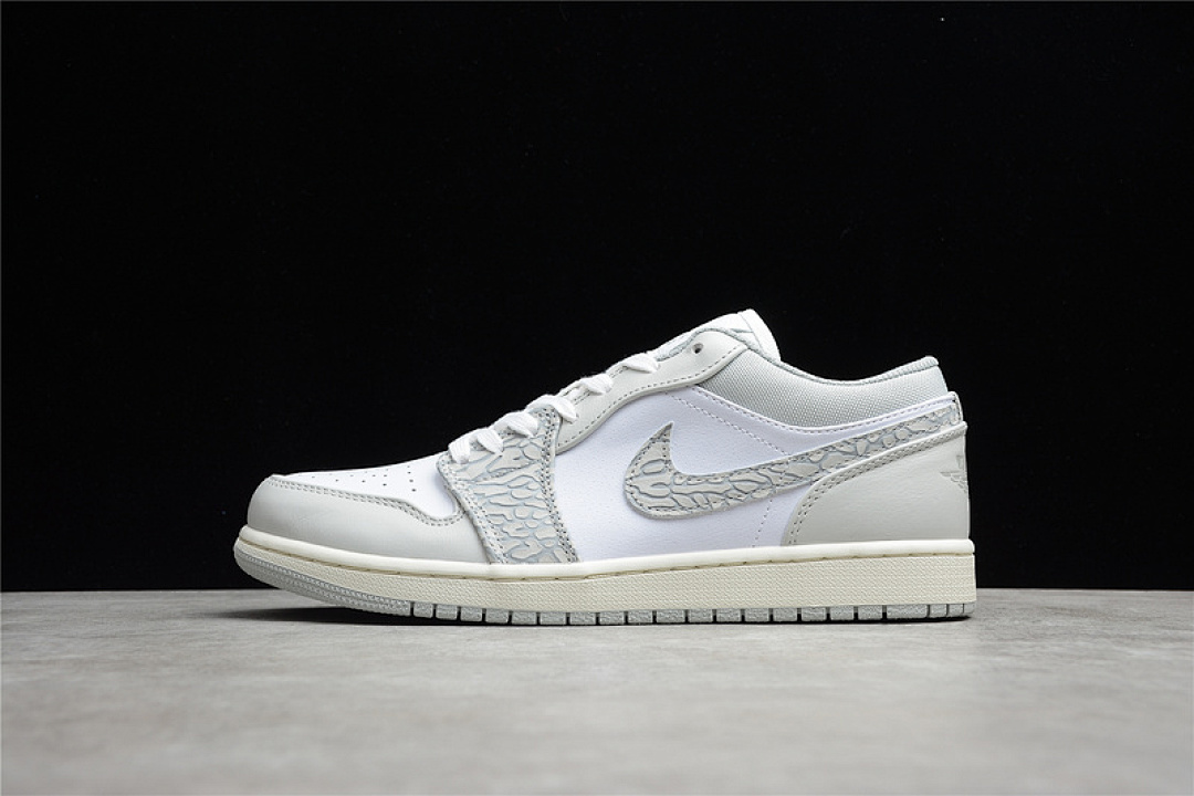Jordan [DH4269-100]-[CJ AIR JORDAN 1 LOW PREMIUM ELEPHANT PRINT WHITE/NEUTRAL GREY/SMOKE (GREY]), photo 1