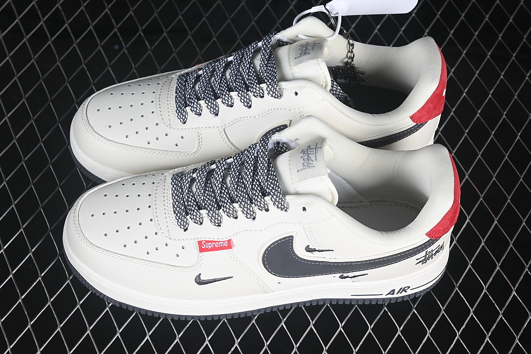 Nike [DW8806-019]-[AIR FORCE 1 07 LOW CASUAL SNEAKERS WHITE/GREY/RED]-[WOMAN:36-39]-[MAN:40-45] - Image 11