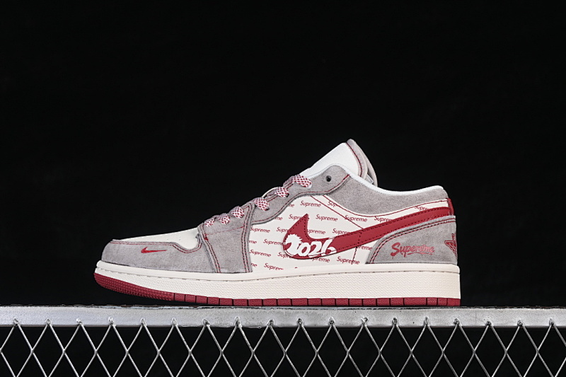 Jordan AIR Jordan 1 LOW AJ1 BASKETBALL SHOES RED/WHITE/GREY · JP2026-129, photo 1