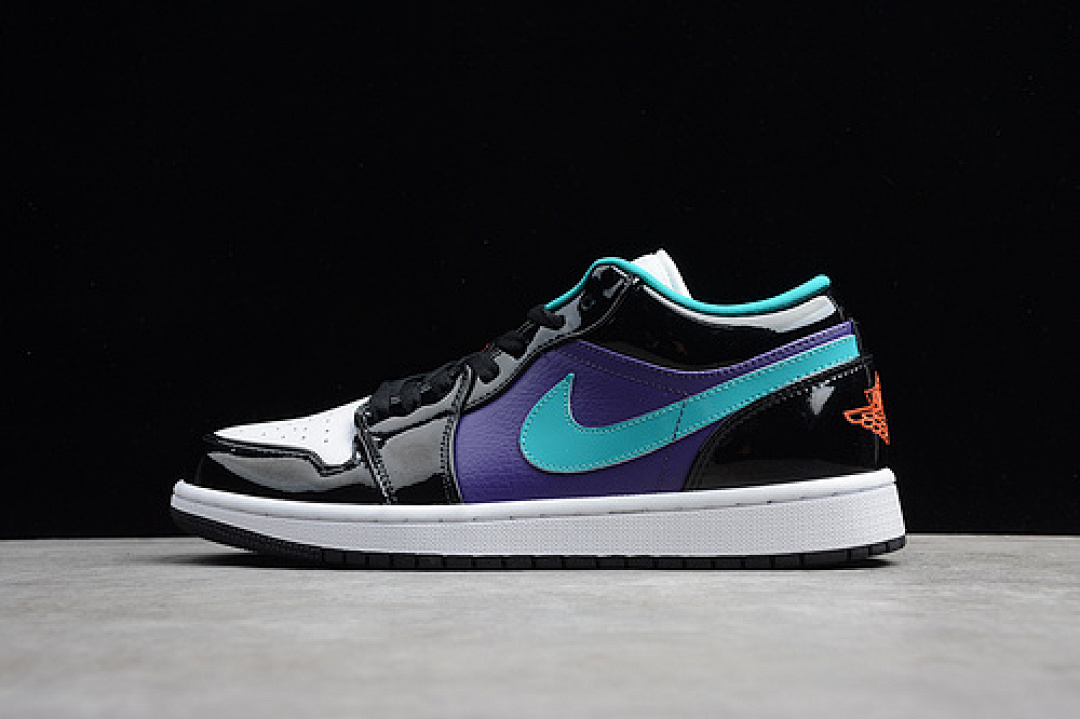 Jordan [553560-035]-[AIR JORDAN 1 LOW BLACK/WHITE-COURT PURPLE-TURBO GREEN]-[UNISEX:36-47.5], photo 1