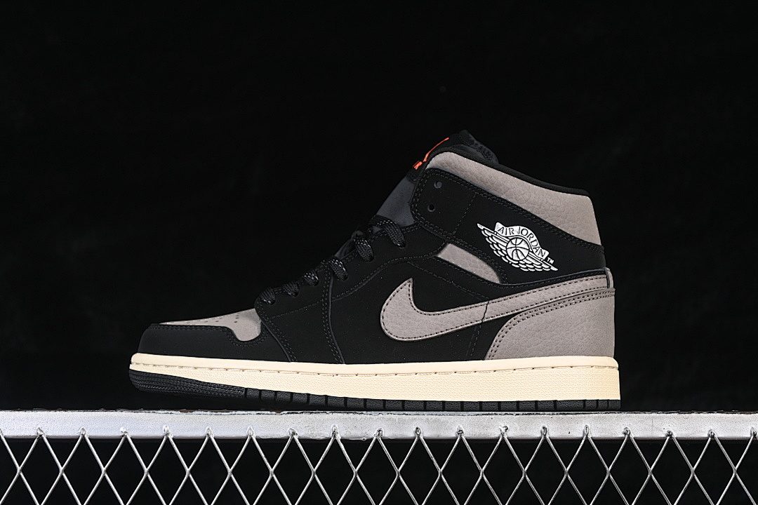 Jordan [IB7110-002]-[JORDAN 1 MID SE BLACK/LIGHT WILD MANGO/OLIVE GREY]-[WOMAN:36-39]-[MAN:40-46], photo 1