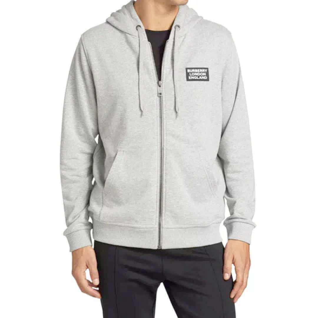 Unbranded Silicone Logo Stamped Mesh Interior Zip Hoodie-Grey P: - Image 3