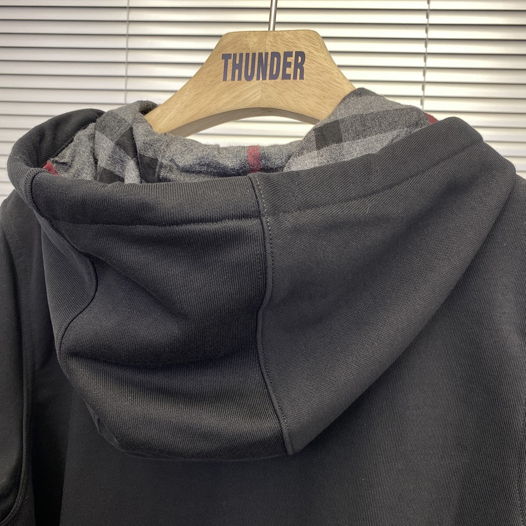 Unbranded Classic Check Hooded Zip Jacket-Black P: - Image 12