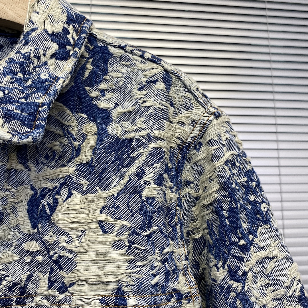 Unbranded Destruction Jacquard Denim Jacket P:268 - Image 7