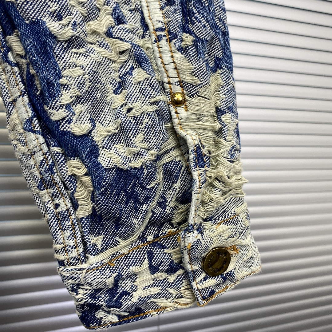 Unbranded Destruction Jacquard Denim Jacket P:268 - Image 11
