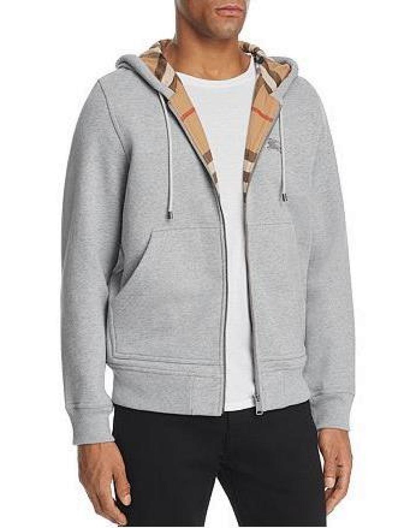 Unbranded Classic Check Hooded Zip Jacket-Grey P: - Image 6