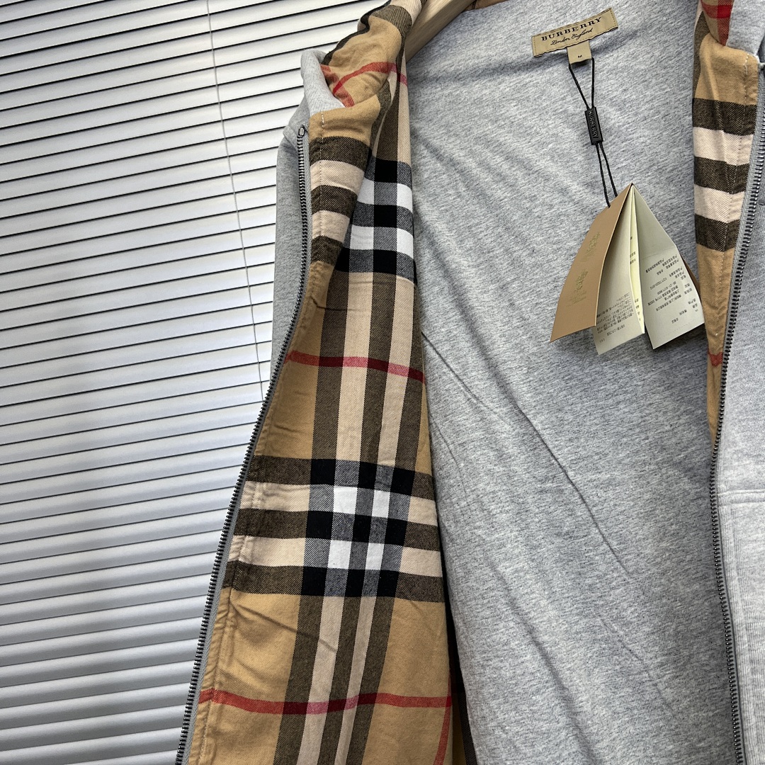 Unbranded Classic Check Hooded Zip Jacket-Grey P: - Image 25
