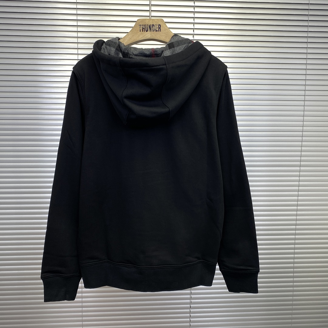 Unbranded Classic Check Hooded Zip Jacket-Black P: - Image 13