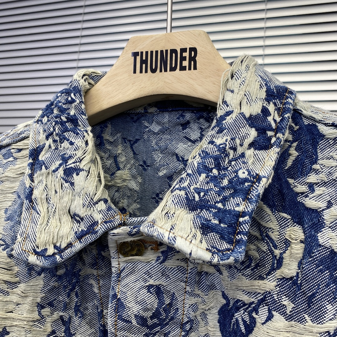 Unbranded Destruction Jacquard Denim Jacket P:268 - Image 6