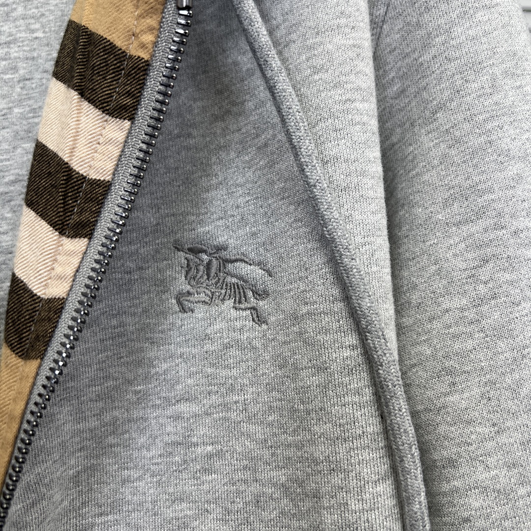 Unbranded Classic Check Hooded Zip Jacket-Grey P: - Image 22