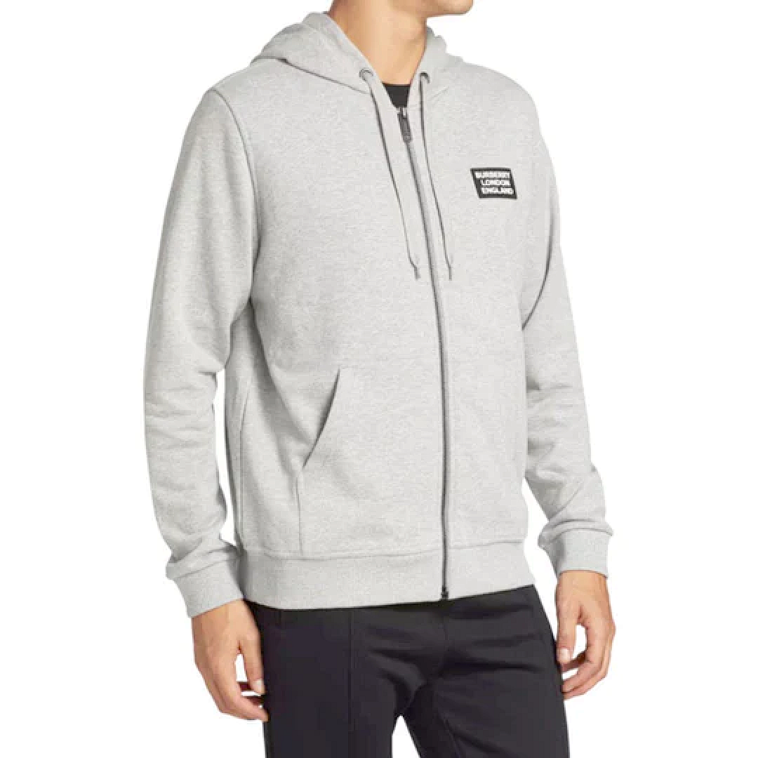 Unbranded Silicone Logo Stamped Mesh Interior Zip Hoodie-Grey P: - Image 5