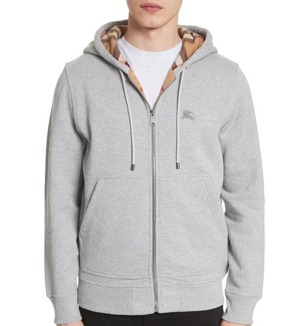Unbranded Classic Check Hooded Zip Jacket-Grey P: - Image 7