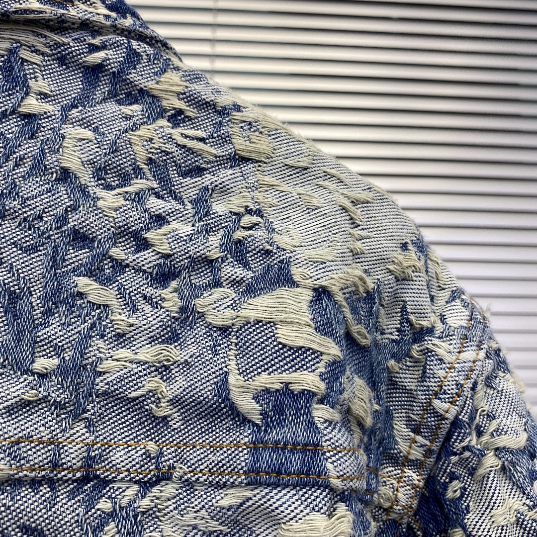 Unbranded Destruction Jacquard Denim Jacket P:268 - Image 8