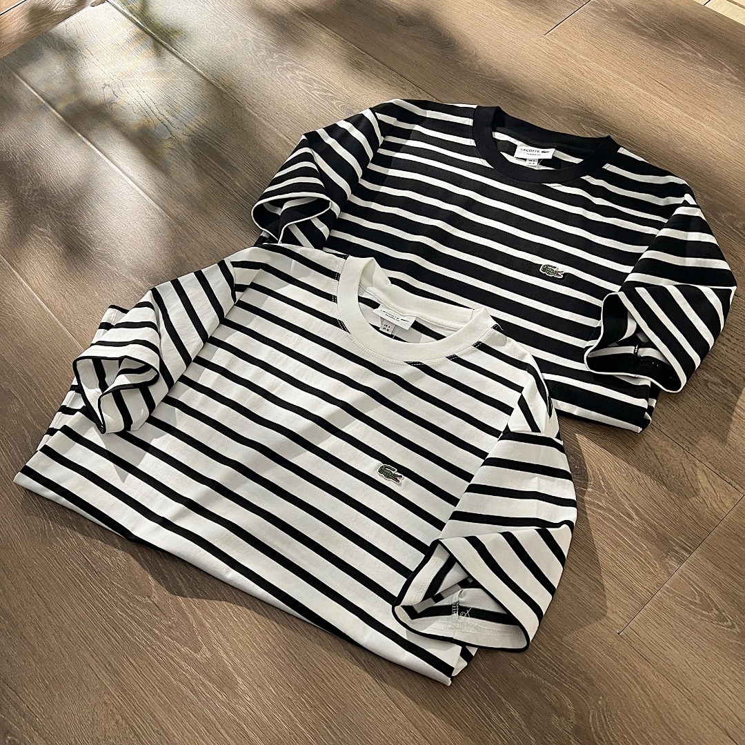 Other LACOSTE Spring Summer New Small Striped Collar Short Sleeve T Mens Womens P 129 Yuan - Image 17