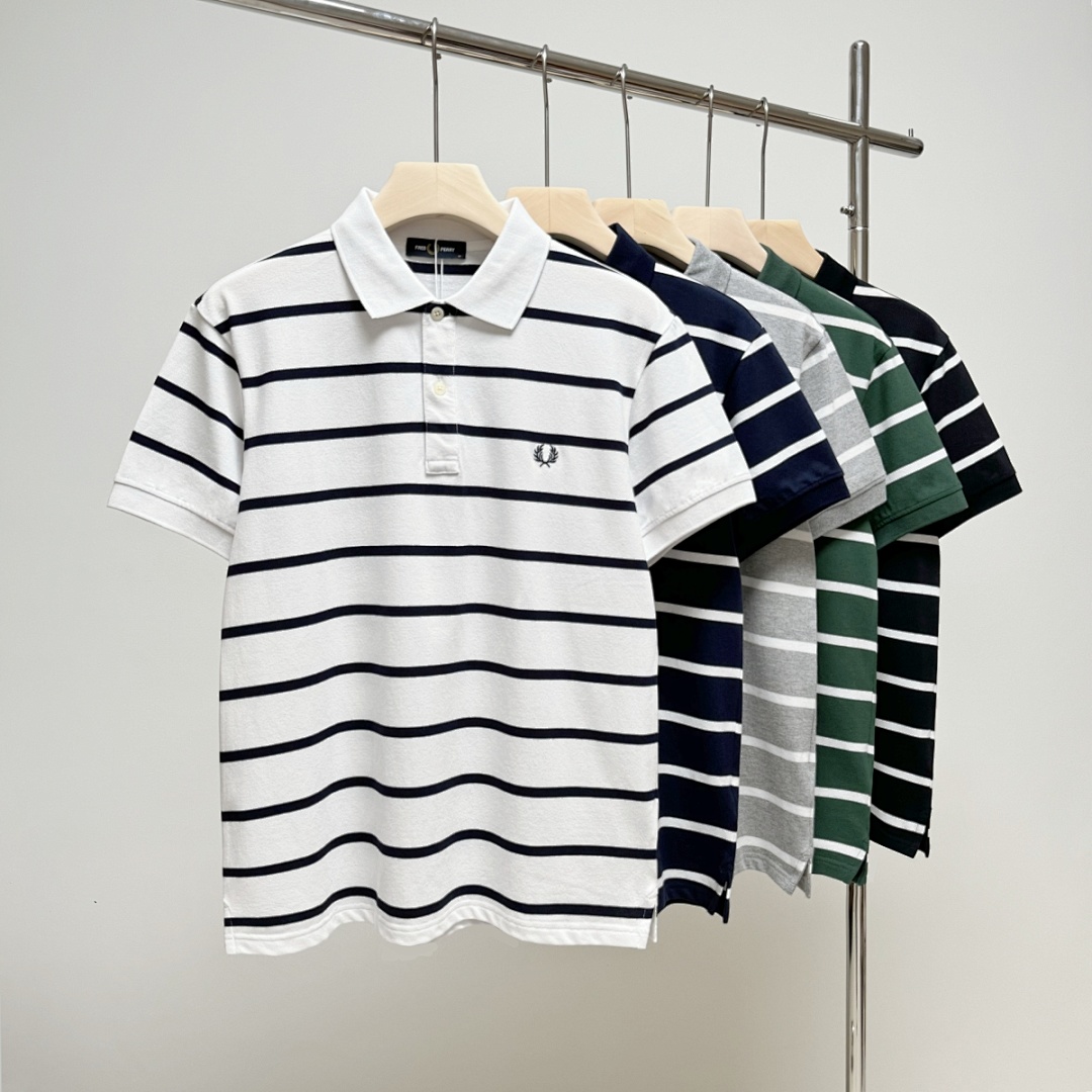 Other Wheat Embroidered Striped Polo Collar Short Sleeve P 139 Yuan