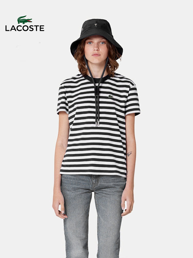 Other LACOSTE Spring Summer New Small Striped Collar Short Sleeve T Mens Womens P 129 Yuan - Image 12