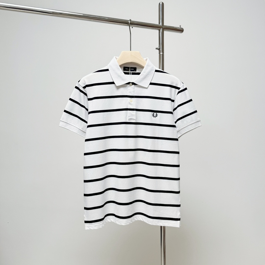 Other Wheat Embroidered Striped Polo Collar Short Sleeve P 139 Yuan - Image 7