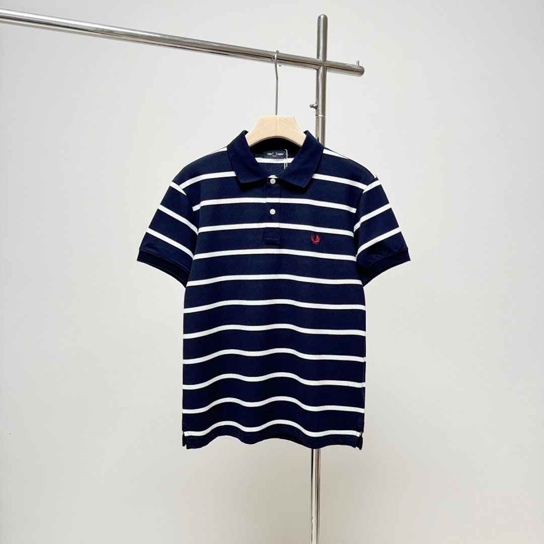 Other Wheat Embroidered Striped Polo Collar Short Sleeve P 139 Yuan - Image 6