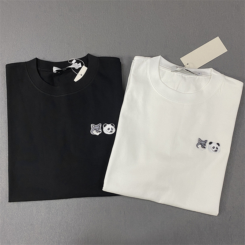Other Maison Kitsune Grey Yellow Embroidered Top Solid Cotton Mens Womens Big Version Model T P99 Yuan