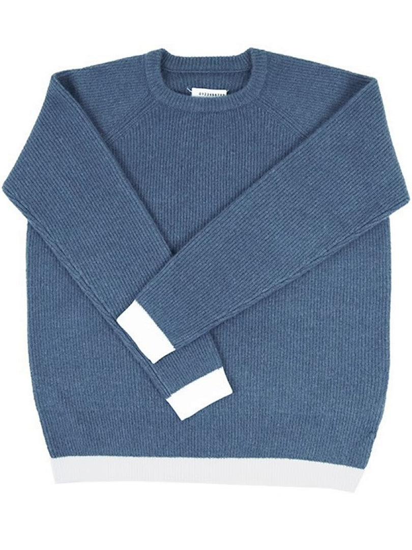 Maison Margiela Mm6 Quad Stitching Label Blue Wide Collar Top Fleece P 169 Yuan - Image 6