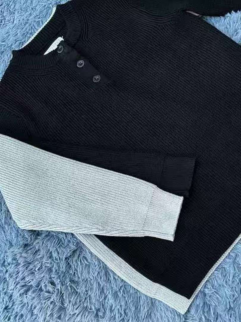 Maison Margiela Mm6 Quad Stitching Collar Buckle Top Half Striped Fleece P159 Yuan - Image 6