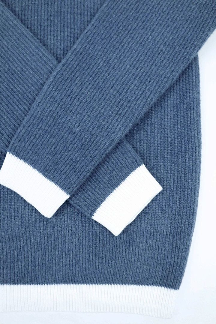 Maison Margiela Mm6 Quad Stitching Label Blue Wide Collar Top Fleece P 169 Yuan - Image 4