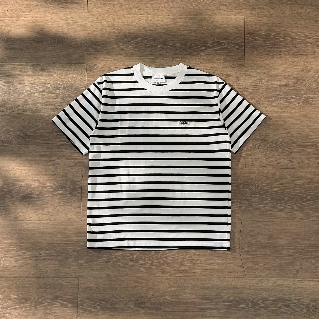 Other LACOSTE Spring Summer New Small Striped Collar Short Sleeve T Mens Womens P 129 Yuan - Image 14