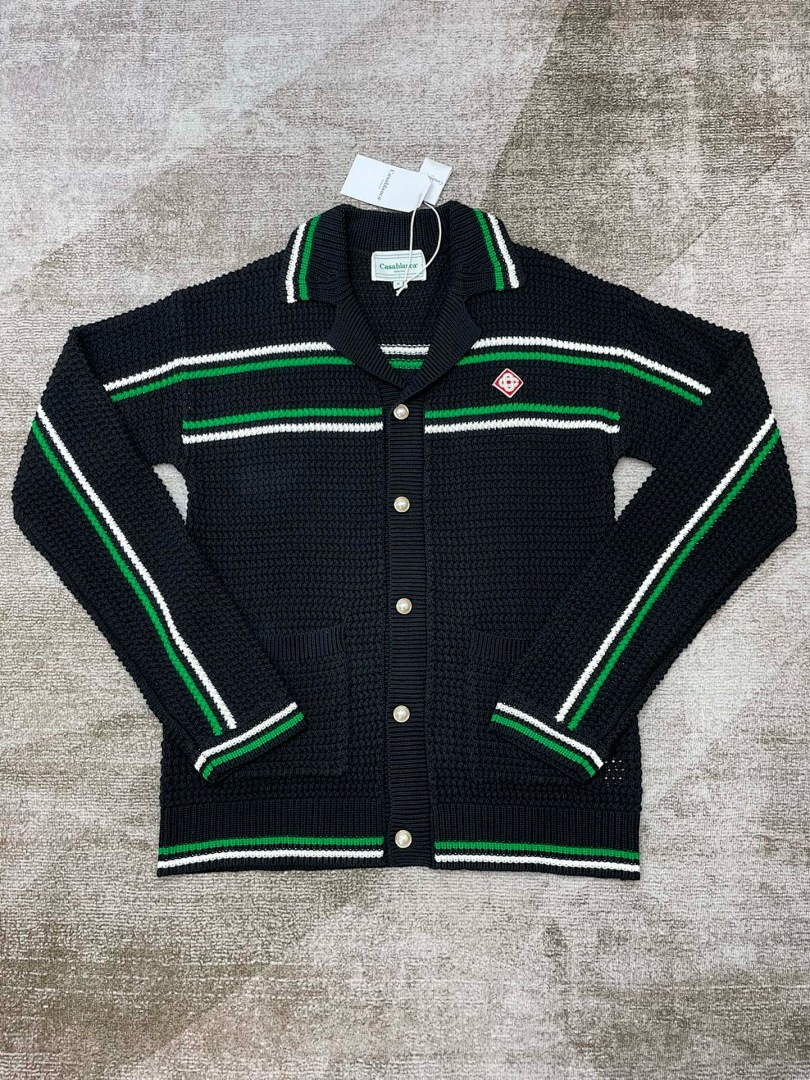 Casablanca Yuan White Striped Long Sleeve Fleece