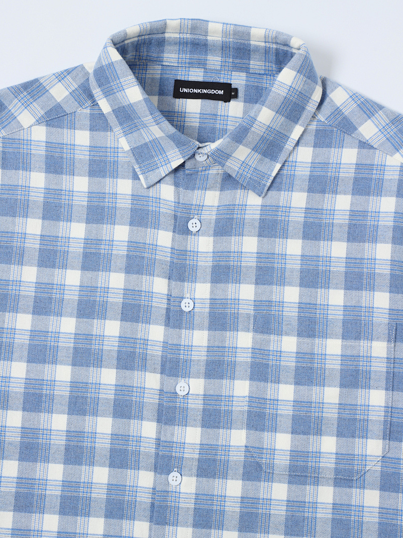 On Running 170Gsm Union Kingdom 100% Cotton Boxy Cropped Fit Plaid Flannel Short-Sleeved Shirt - Image 4