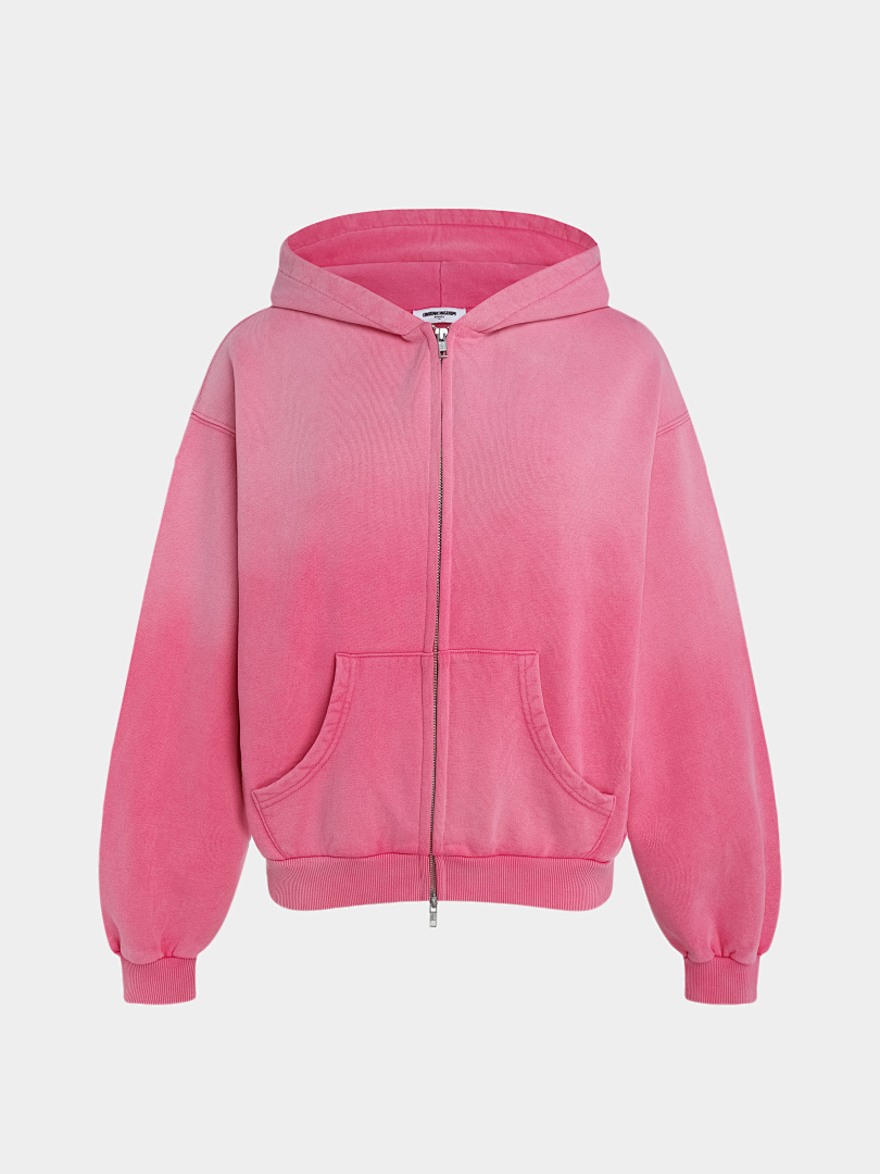 On Running 480Gsm Union Kingdom 100% Cotton Polar Fleece Boxy Cropped Fit Washed Zip-U - Image 2
