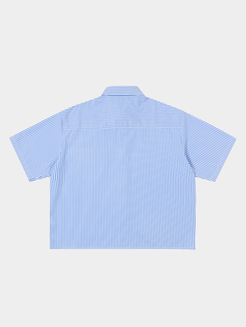 On Running [Restocking]150Gsm Union Kingdom 100% Cotton Boxy Cropped Fit Striped Short-Sleeved Shirt - Image 3