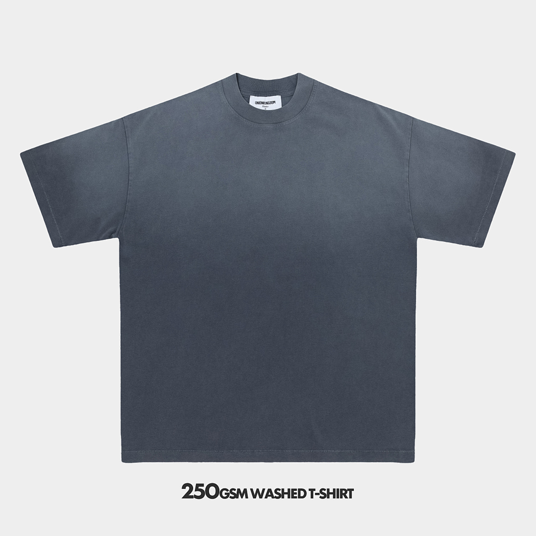 On Running 250Gsm Union Kingdom Vintage Washed 100% Cotton Loose Fit Blank T-Shirt