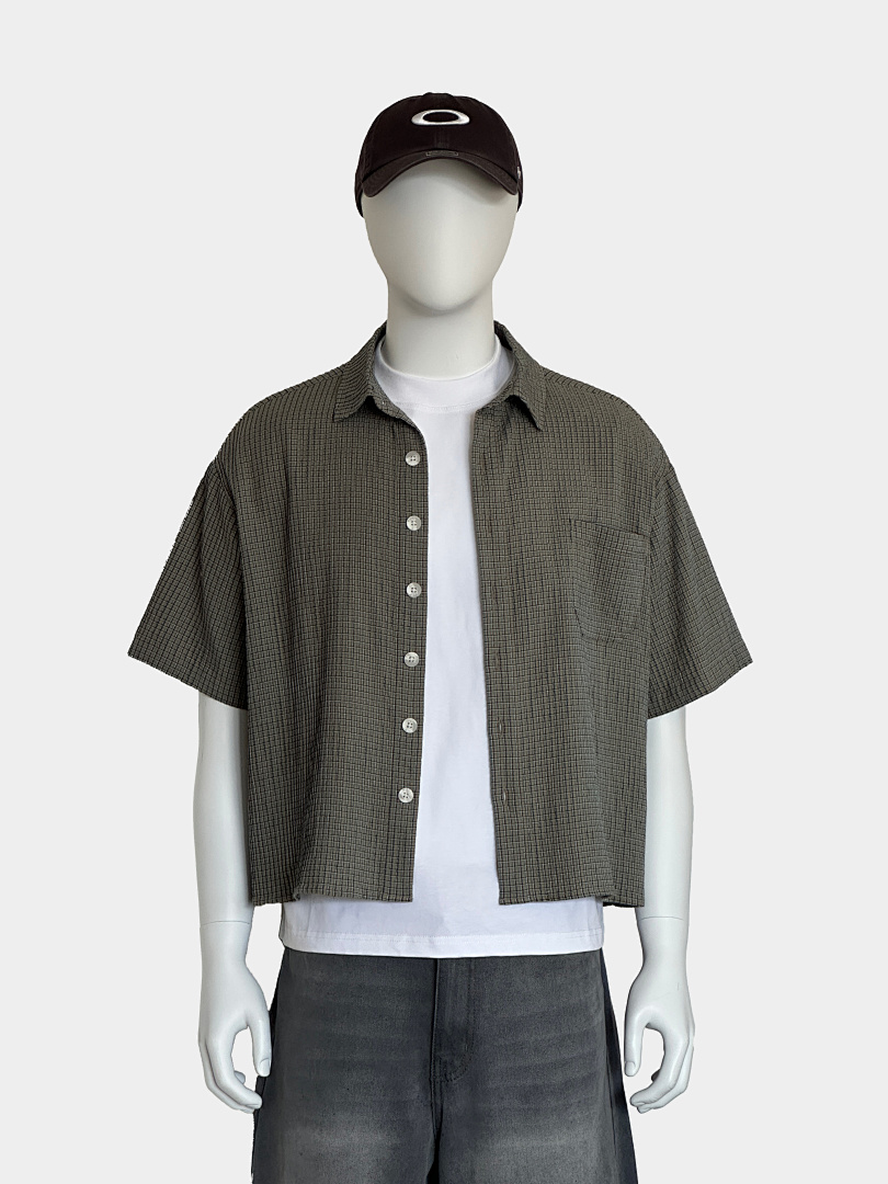 On Running 140Gsm Union Kingdom 100% Cotton Boxy Cropped Fit Plaid Short-Sleeved Shirt - Image 33