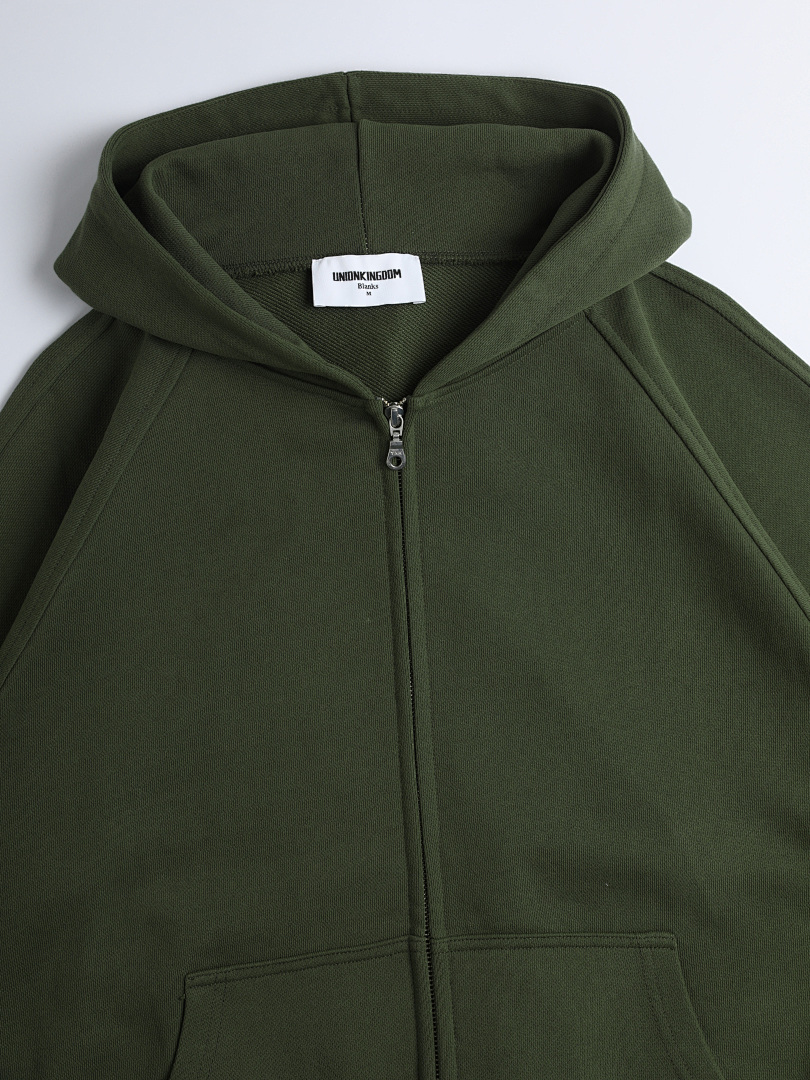 On Running 480Gsm Union Kingdom 100% Cotton French Terry Raglan Boxy Cropped Fit Zip-Up - Image 5