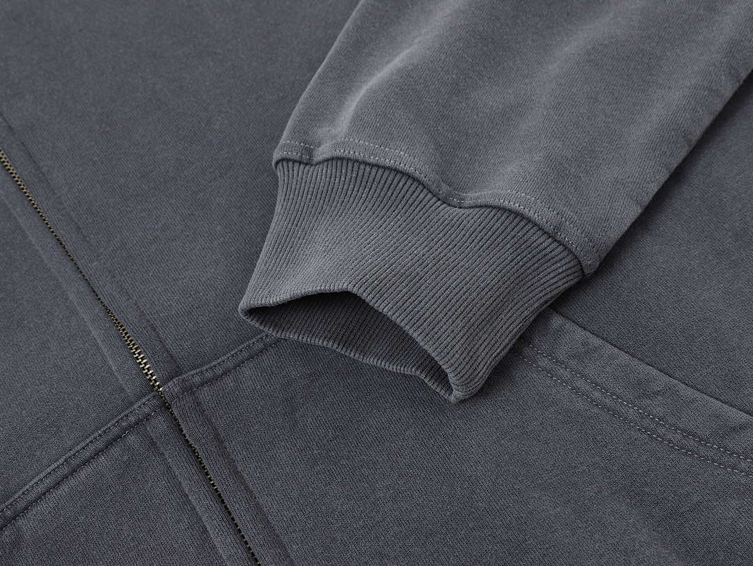 On Running 450Gsm Union Kingdom 100% Cotton Polar Fleece Boxy Cropped Fit Washed Zip-Up - Image 7