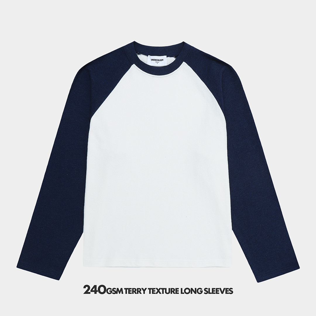 On Running 250Gsm Union Kingdom 100% Cotton Terry Texture Raglan Soft Long Sleeve