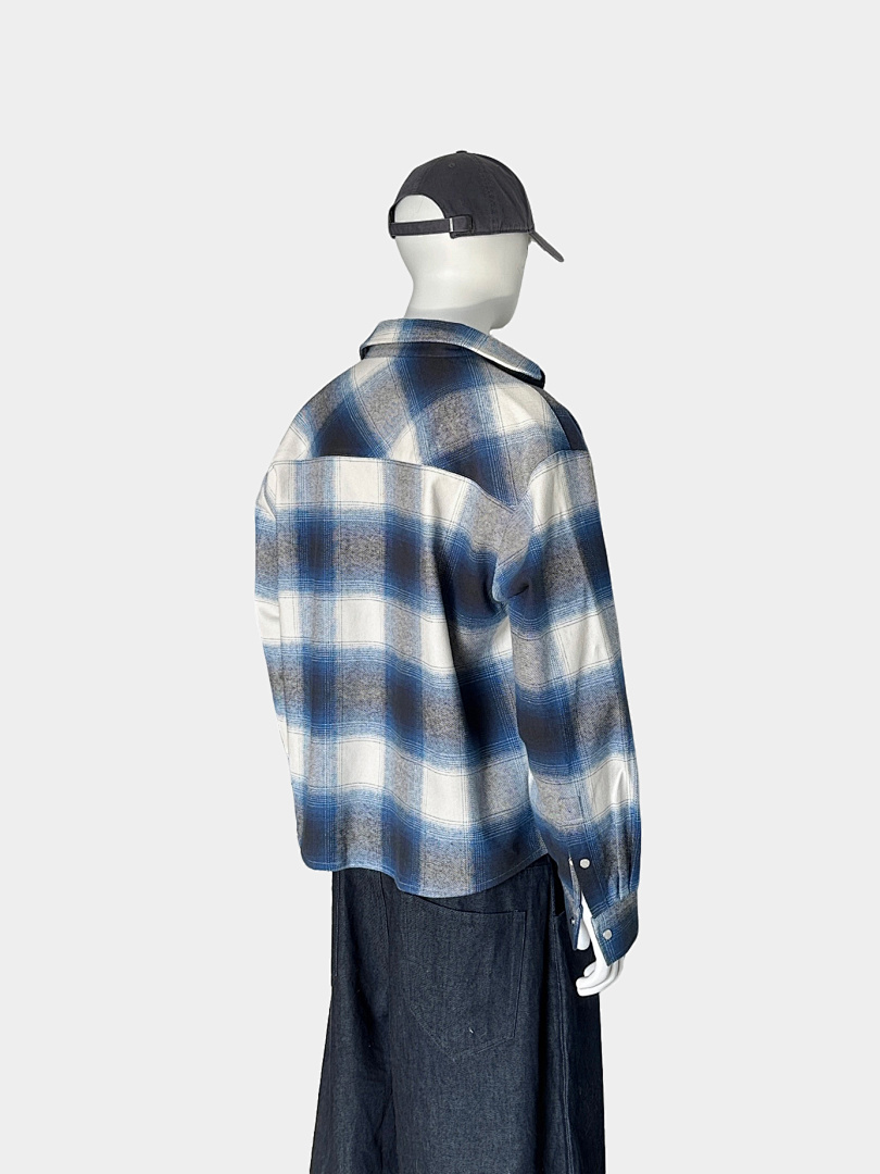 On Running [Restocking]320Gsm Union Kingdom 100% Cotton Boxy Cropped Fit Plaid Flannel Jacket - Image 8
