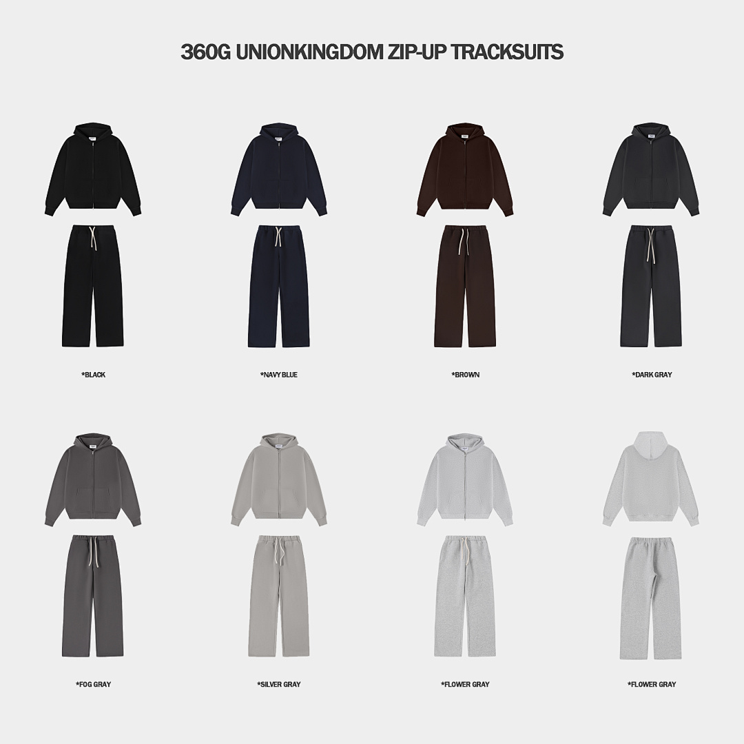 On Running 360Gsm Union Kingdom Loose Fit Blank Zip-Up Hoodie And Tracksuit - Image 65