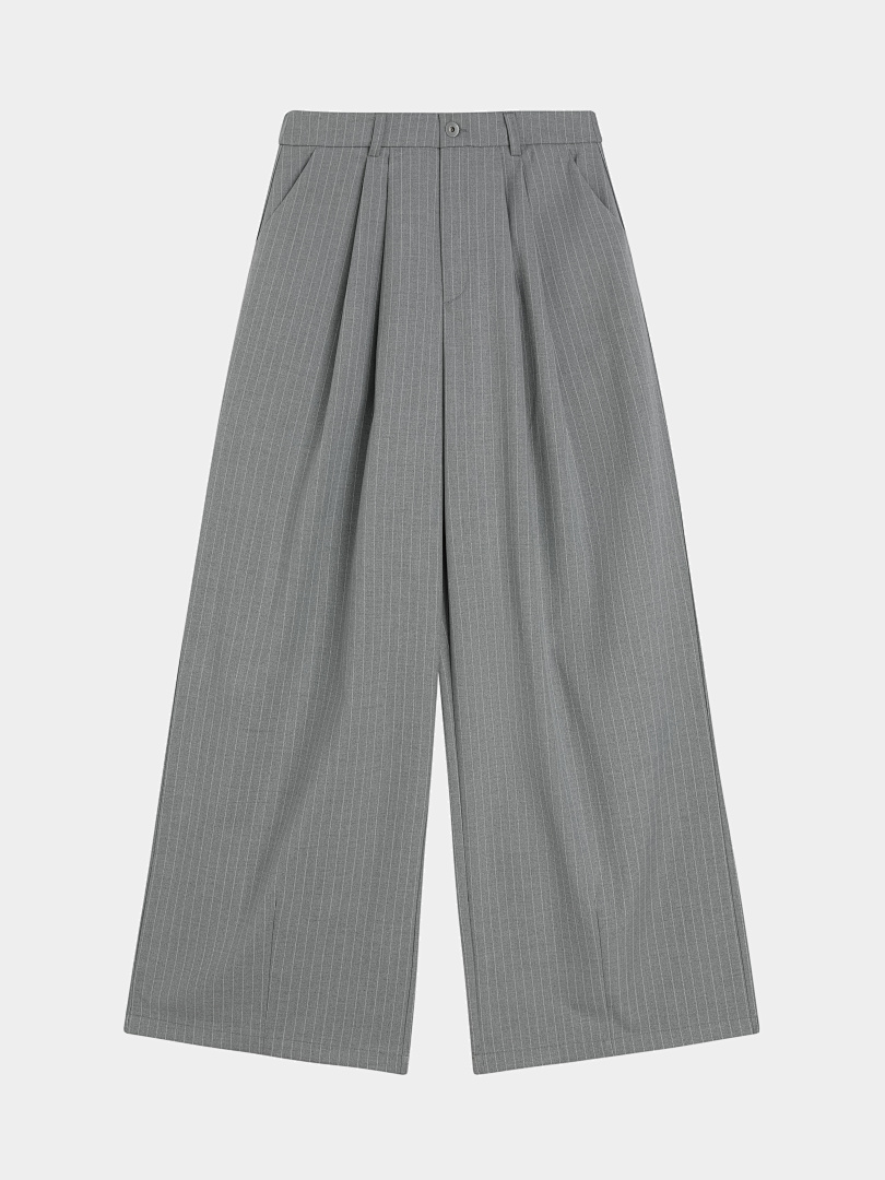 On Running [Restocking]300Gsm Union Kingdom Baggy Fit Striped Pleated Pant - Image 10