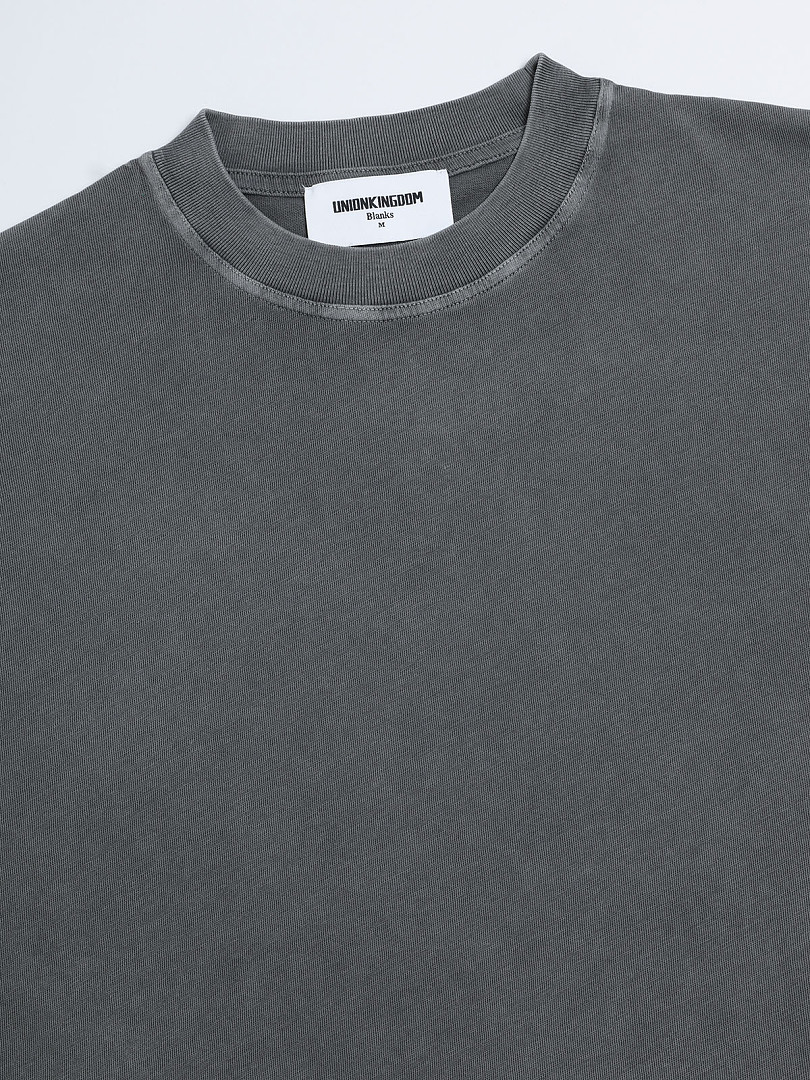 On Running 220Gsm Union Kingdom Washed Black 100% Cotton Loose Fit Blank T-Shirt - Image 4
