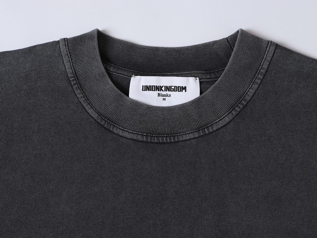 On Running 250Gsm Union Kingdom Vintage Washed Gray 100% Cotton Loose Fit Blank T-Shirt - Image 4