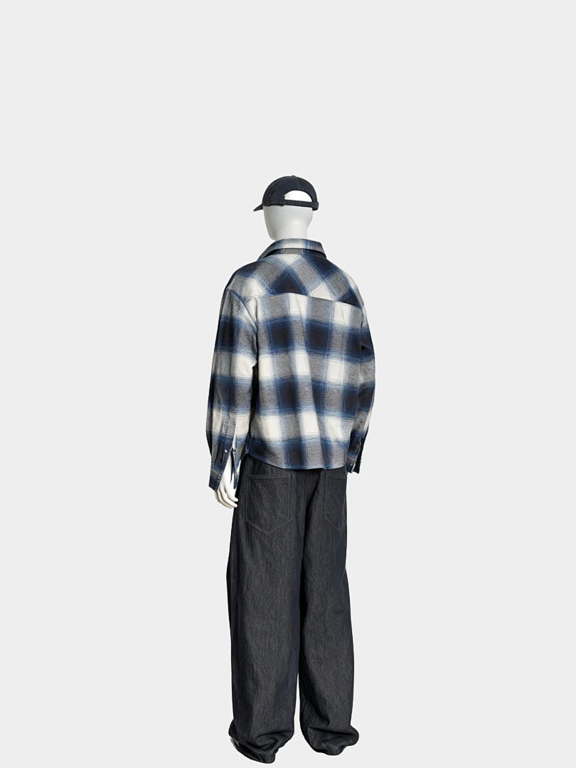 On Running [Restocking]320Gsm Union Kingdom 100% Cotton Boxy Cropped Fit Plaid Flannel Jacket - Image 5