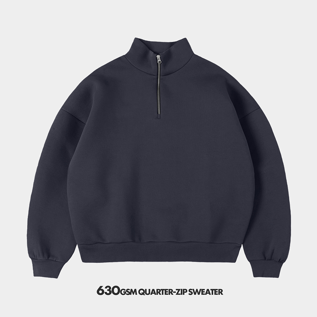 On Running 630Gsm Union Kingdom Boxy Crop Fit Blank Quarter-Zip Sweatshirt