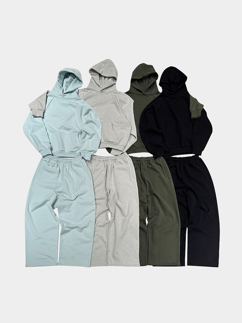 On Running 600Gsm Union Kingdom 100% Cotton Fleece Cropped Fit Hoodie And Baggy Sweatpants - Image 95