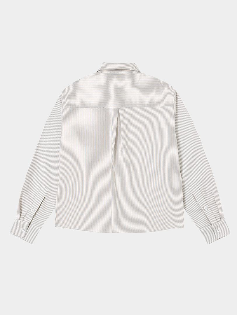 On Running [Restocking]180Gsm 100% Cotton Oxford Weave Boxy Cropped Fit Long-Sleeved Shirt - Image 12